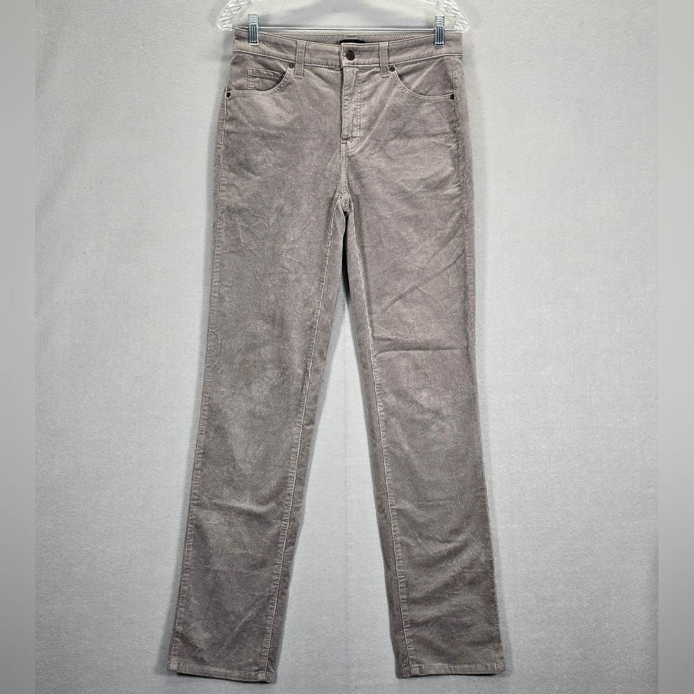 Talbots Pants Women 2 Gray Corduroy High Waist Straight Leg Stretch Cotton Jeans